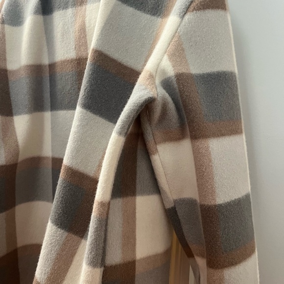 Cotton Emporium Plaid Wool Shacket in Cream, Gray, and Brown - Picture 5 of 7